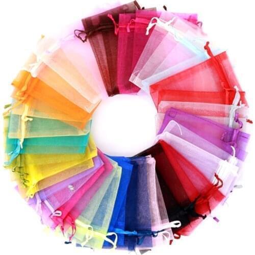 100pcs 30x40cm Big Sheer Organza Solid Color Gift Bags for Jewelry Packing Wedding Party Decoration