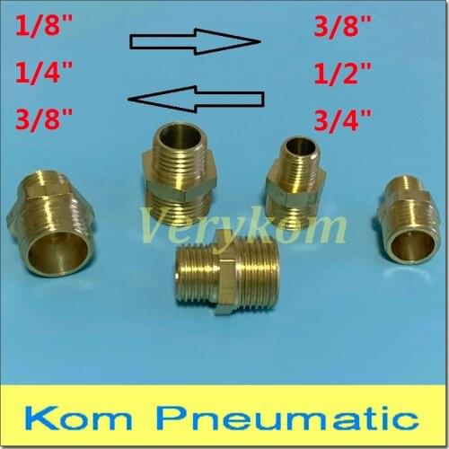 10x Verykom Pneumatic Brass Reducing Fitting 1/8" 3/8" 1/4“ Unequal Male To 3/4" 1/2" Adapter Air Water Gas DN6 DN8 DN10 DN15