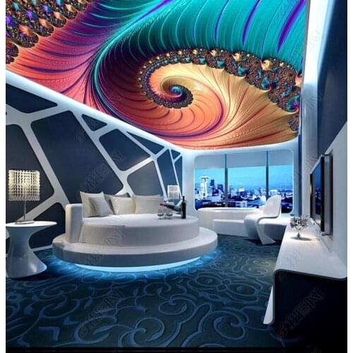 1827 3D Whirling Colorful Eyes Printing stretch ceiling film for workshop ceiling decoration