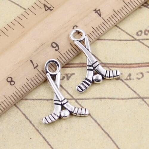 20pcs Charms Hockey Club 16x23mm Tibetan Silver Color Pendants Antique Jewelry Making DIY Handmade Craft