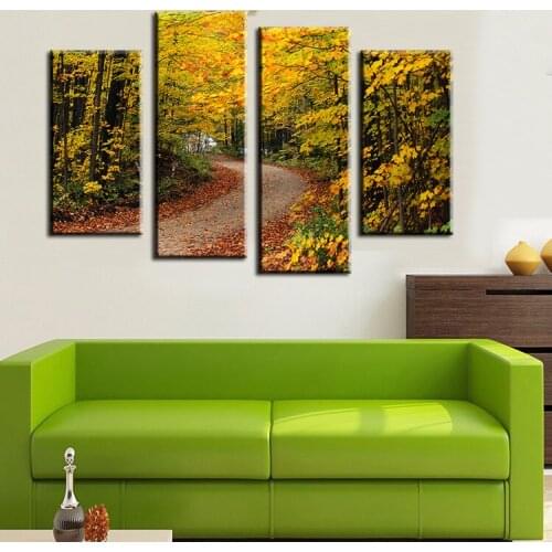 2017 Sale Paintings 4pcs Road And Leaves The Family Decorates Print In Painting On Canvas,wall Art Picture Gift Unframed