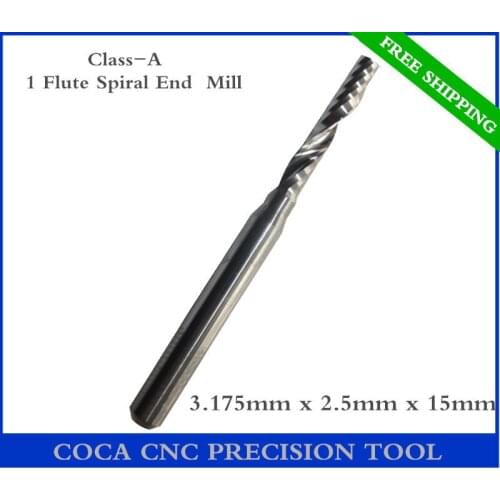 3.175mm*2.5mm*15mm,Freeshipping CNC Solid carbide woodworking bit,Tungsten Class-A1 Flute end milling cutter,MDF,PVC,Acrylic