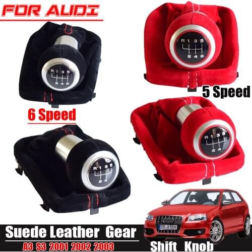 5/6 Speed Manual Gear Shift Knob HandBall Fit For Audi A3 S3 A3 S3 2001 2002 2003 With Suede Leather Boots Cover