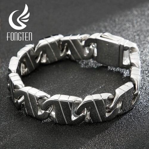 Fongten Punk Rock Men Bracelet Fashion Popular Tradition Art Style Geometric Simple Bangle Trendy Classic Makings Jewelry