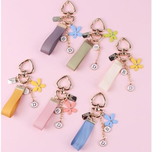 Alphabet Alloy Listing Flowers Cute Keychain Creative Fashion Schoolbag Key Chain Personality Key Chain Charm Student Pendant