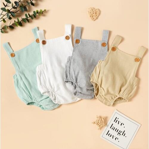 PatPat Baby Girl Solid Sleeveless Romper