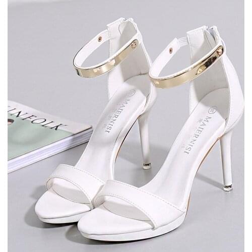 2021 Summer New Style European and American Fashion Casual Back Zipper Fish Mouth Sandals Womens Sexy Stiletto Shoes