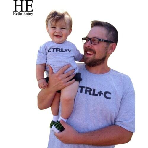 HE Hello Enjoy CTRL C+CTRL V Pattern Family Look Dad Son T Shirts Fashion Family Boys Children Clothing Family Matching Outfits