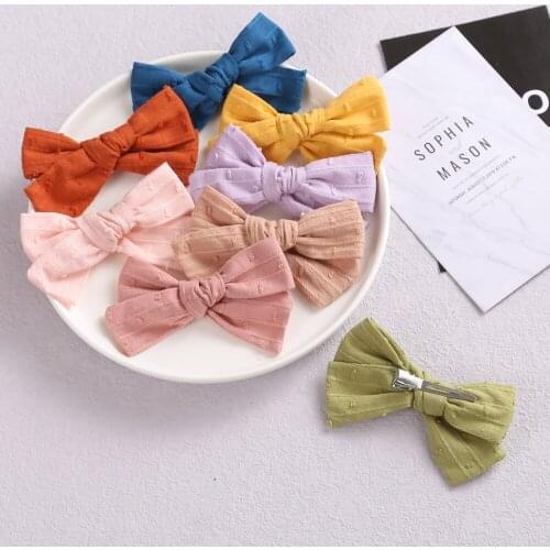 Fashion Children Hair Clips Bows Cute Hairpins For Baby Girls Kawaii Bowknot Cotton Blends Hairclips Kids Hair Accessories 2021