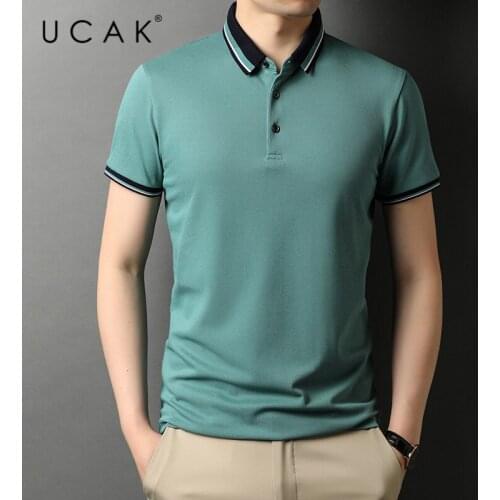 UCAK Brand Classic Solid Color Turn-down Collar Short Sleeve T-Shirts Summer New Streetwear Casual Cotton T Shirt Homme U5565