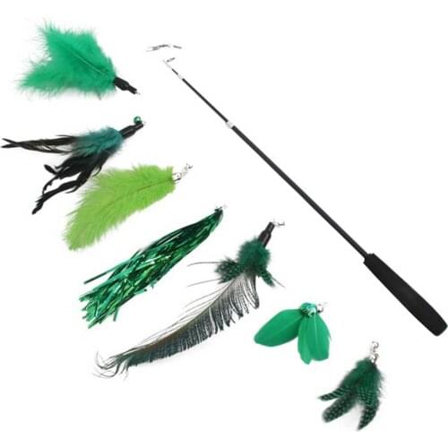 Funny Cat Stick Set 8 Piece Set 7 Replacement Head Cat Toy Three Section Fishing Rod