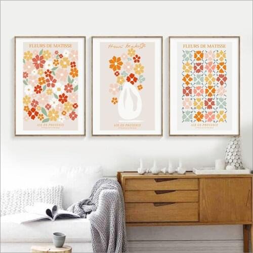 Wall Art Henri Matisse Floral Vase Gallery Flower Market Exhibition Poster Canvas Painting Print Picture for Living Room Decor