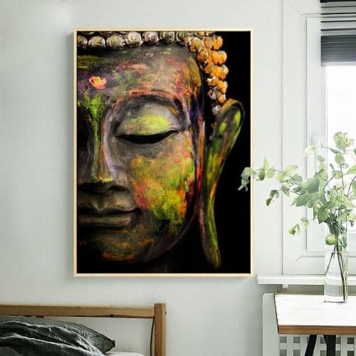 Wall Art Pictures Canvas Painting Vivid Buddha Face on Canvas Home Decor Wall Posters Decoration for Living Room Prints Unframed