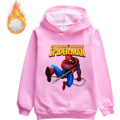 New Spiderman Autumn winter Boys Girls Clothes Warm Hooded Sweatshirt Childrens cartoon Casual Sportswear kids Clothing