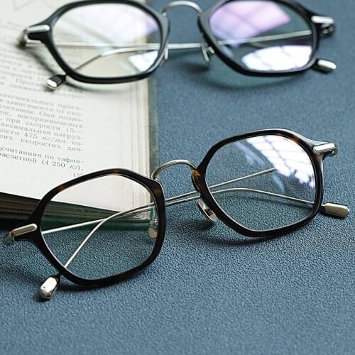2020 retro glasses frame men titanium polygon optical eyewear computer reading prescription woman transparent eyeglasses