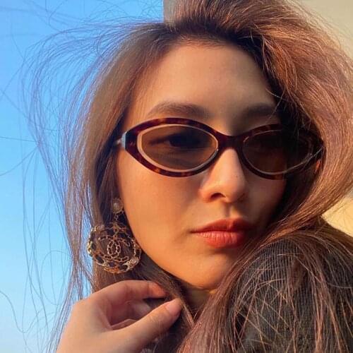 Oval black frame women sunglasses grey lenses lady eyewear