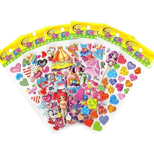 UainCube 6PCS/set Plastic Anime Stickers DIY Kawaii PVC Flower Sticker Cute Cartoon Cat Flower for Children Diary Decoration