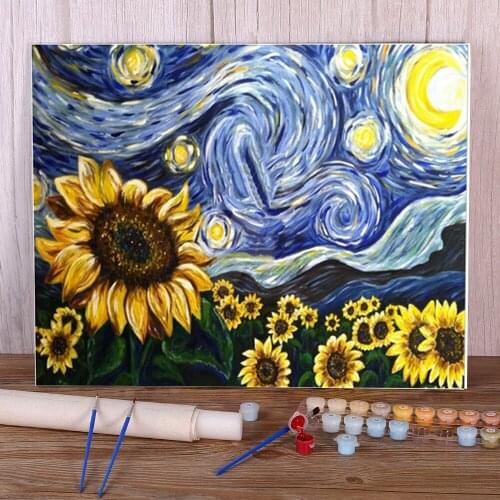 Sunflower Flower DIY Painting By Numbers Set Oil Paints 40*50 Paiting By Numbers Home Decor Crafts For Handicraft