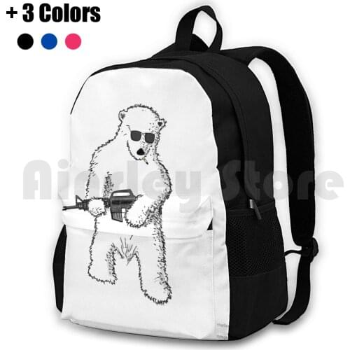 Rambear Outdoor Hiking Backpack Waterproof Camping Travel Bear Arm Guns M16 Pop Polar Cartoon Cigarette America Merica