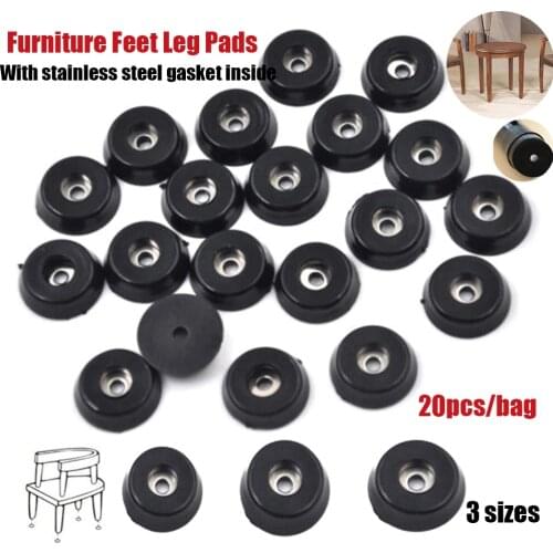 Hot Sale 20Pcs Anti Slip Black Rubber Table Chair Furniture Feet Leg Pads Tile Floor Protectors Furniture Feet Accessories