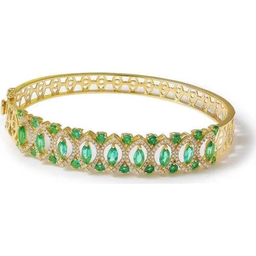 QTT 2021 Trend Aesthetic Women Bracelet Luxury 18K Gold Hollow Out Elegant Bangles Green Water Drop Zircon CZ Crystal Bracelets