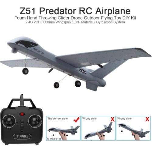 RC Plane Flight Time Glider Toy Plane With LED 2.4G Remote Control Hand Throwing Wingspan Planes Kids Toy RC Jet Airplane Foam