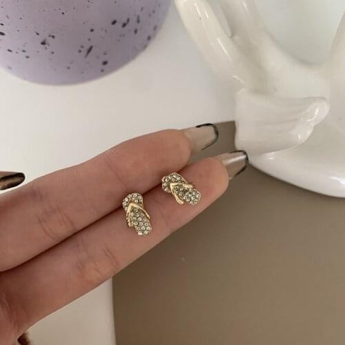 Unique Individual Slippers Shape Earrings Small Accessories Handmade Crystal Earrings For Women Jewelry Brincos Bijoux Femme