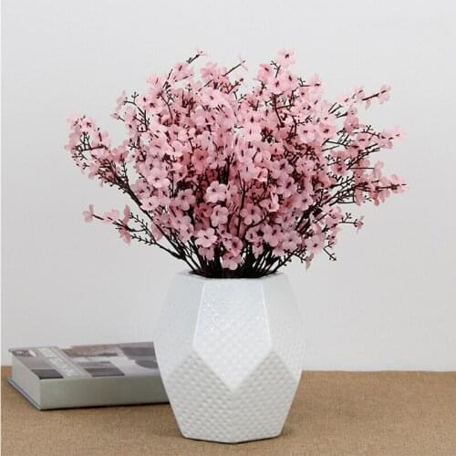 Silk Gypsophila Artificial Flowers for Decoration Home Plastic Stem Bride Wedding Bouquet Mariage Cherry Blossom Fake Flower DIY
