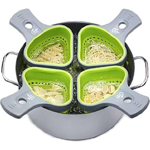 Silicone Noodle Strainer BPA Free Tool for Cooking Noodles Pasta Farfalle Foldable Filter Screen Colander Kitchen Tools