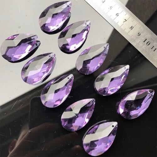 5 PCS Purple Teardrop Crystal Beads Suncatcher Crystal Prism Chandelier Accessory Charm DIY Bracelet Necklace Jewelry Accessory