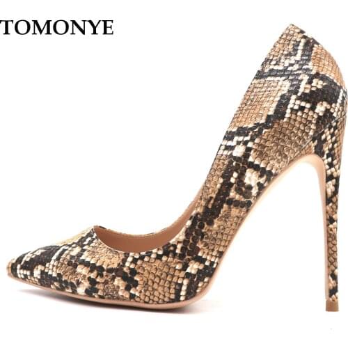 Factory outlet brown python snake pointed toe night club party sexy women lady 120mm high heel custom made size 12 shoes on sale