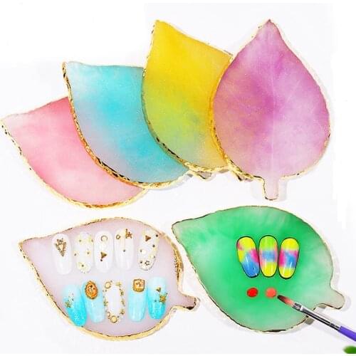 1Pcs Natural Leaf-like Nail Art Display Painting Palette Holder Resin Stone Dispaly Showing Shelf Manicure Tool Nails Art Pallet