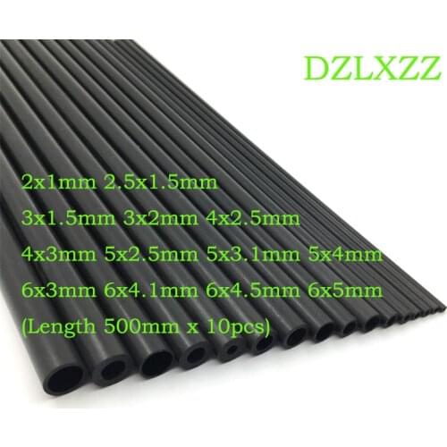 10x Carbon Fiber Tube for RC Plane DIY Tool Wing Tube Quadcopter Arm Carbon Fiber Rod 2mm/2.5mm/3mm/4mm/5mm/6mm (Length 500mm)