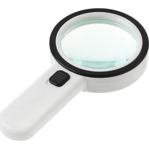 30X LED Magnifying Glass Handheld Lighted Magnifier Double Glass Lens Jewelry Magnifier
