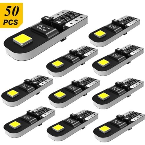 50pcs T10 W5W LED Bulbs Canbus For Car Parking Position Lights Interior Light For BMW VW Mercedes Audi BMW E60 E90 A3 8P A4 6B