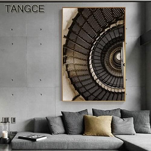 Abstract Spiral Stair Vortex Inception Canvas Painting Fashion Retro Poster n Print For Living room Aisle Entrance Unique Decor