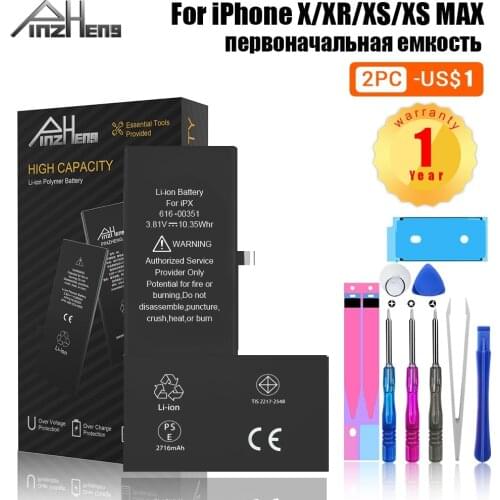 PINZHENG High Capacity Phone Battery For iPhone X XR XS Max Replacment Bateria For iPhone X XR XS Max Battery With Tools