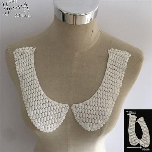 Lace embroidery applique decoration white milk silk material DIY sewing wedding dress craft supplies accessories 1 pair for sale