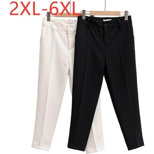 New ladies autumn winter plus size long pencil pants for women large slim casual pocket elastic black trousers 3XL 4XL 5XL 6XL