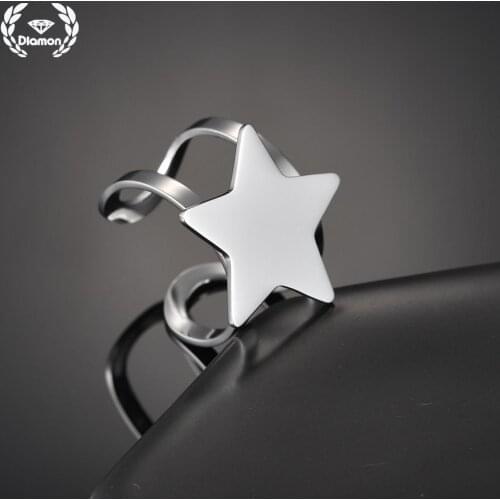 Diamon Customized Name Five-pointed Star Ring Mens Letter Picture Gold Couple Nameplate Jewelry Gift For Womens Lovers