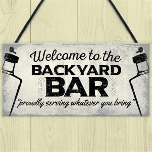 Welcome To Backyard Bar Wooden Sign Wood Wall Plaque Wood Bar Wall Decoration Indicator Hanging Irregular Sign 7.87*3.94inch