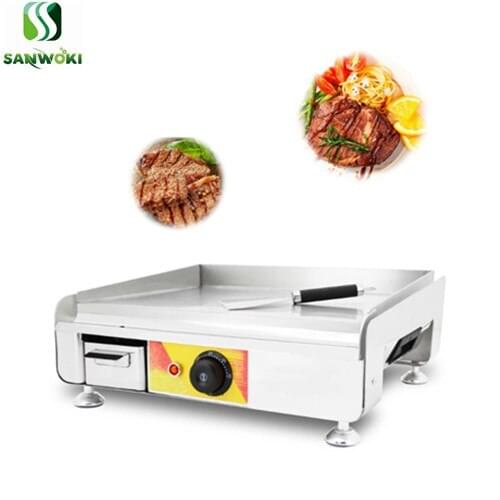 Electric Griddle Stainless Steel Flat Hot Plate BBQ Grill Fried Pan Teppanyaki fryer Breakfast hamburger making machine