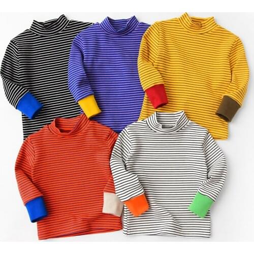 Baby Girls T shirt 2019 New Autunn Kids Striped T shirt Long Sleeve Boys Turtleneck Tops RT633