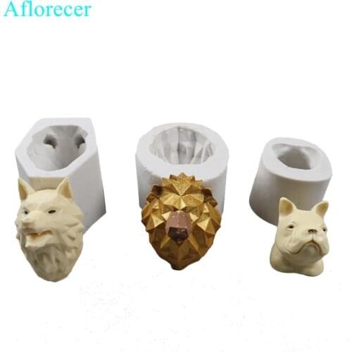 Geometric Lion Wolf Shape Silicone Mold Animals Aroma Plaster Gypsum Mould For Car Decoration DIY Clay Crafts Molds