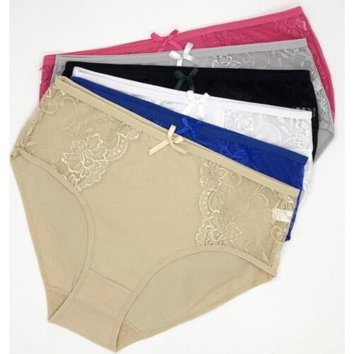 Plus Size Comfort Cotton Panties Women Lingerie Lace High Waist Briefs Ladies Underwear Large Seamless Knickers Free Shipping