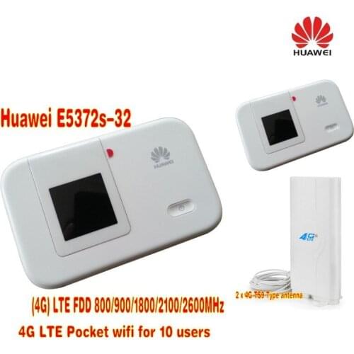 HUAWEI E5372s-32 4G 150Mbps LTE Cat 4 Pocket Mobile WiFi Wireless Hotspot Modem+49DBI 4G Antenna