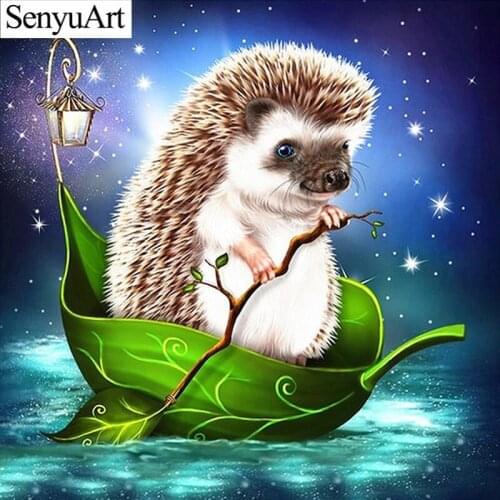 SenyuArt 5D Square Diamond Painting Full Round Drill Embroidery Picture Mosaic Animal Hedgehog Pattern Paiting Cross Stitch Kits