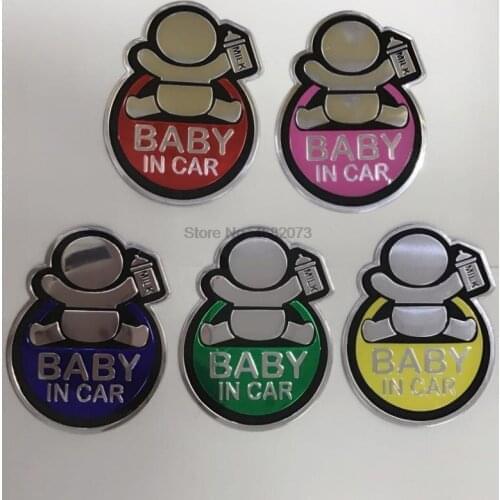 By DHL/Fedex 200pcs Lovely Baby On Board Warning Decal Reflective Waterproof Car Aluminum Vinyl Stickers Color