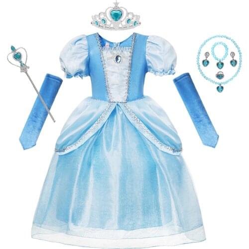 Princess Cinderella Dress Halloween Christmas Ball Gown Girls Cosplay Costume Kids Clothes for Birthday Party