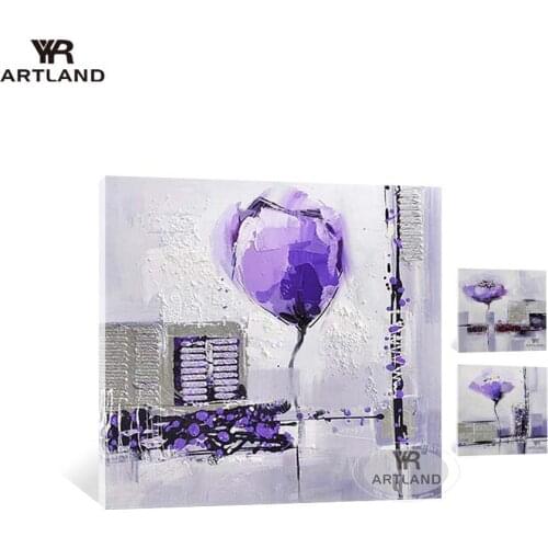 Beautiful purple flowers picture for wedding decoration Hand drawn abstract oil painting on canvas wall art picture for bedroom